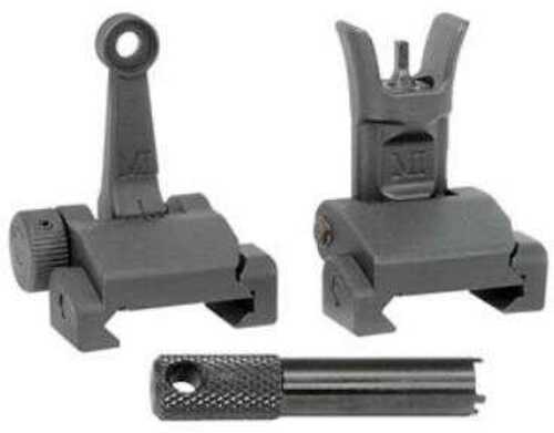 Midwest Industries Combat Rifle Sight Set Adjustable Front and Rear Low Profile Flip-Up Includes A2 Tool Bla